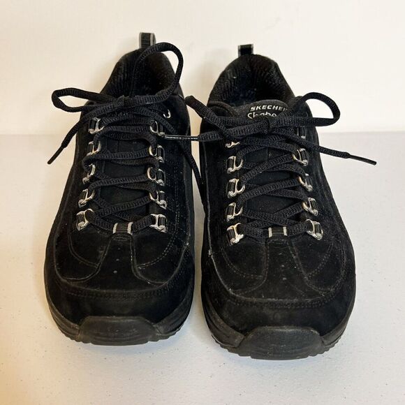 Skechers Shape Up Black Leather Rocker Sole Sneakers - Picture 3 of 7